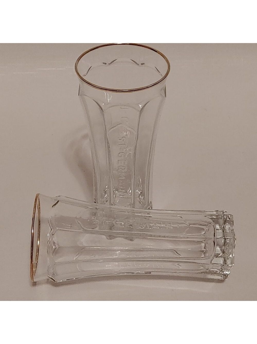 St Germain Cocktail Carafes Le MINI Mixer Glass Single Serve Gold Rim PAIR